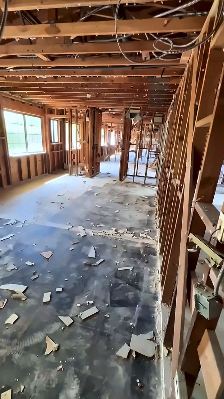 Commercial interior stripped to the framing by A2Z